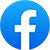 Facebook icon, a blue gradiated circle with a large white f.